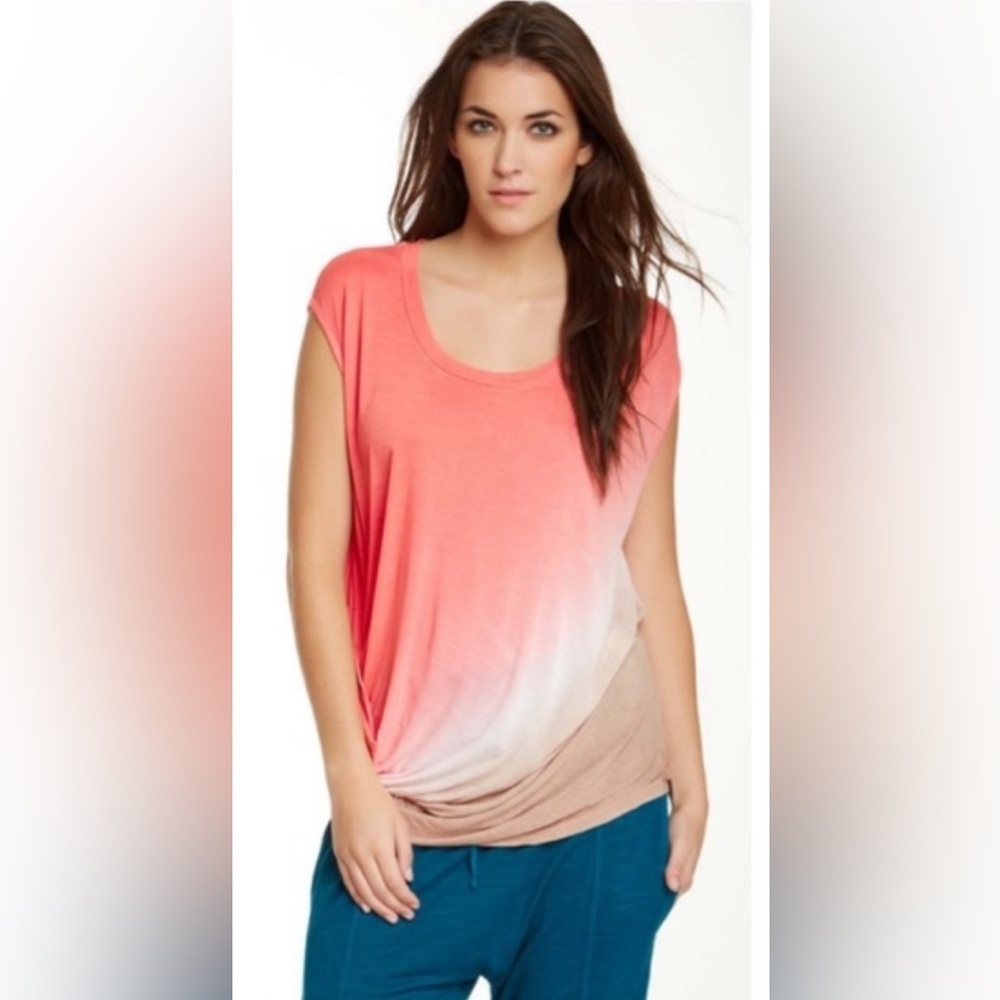 Young Fabulous & Broke Coral to Beige Ombre Short Sleeve Tee